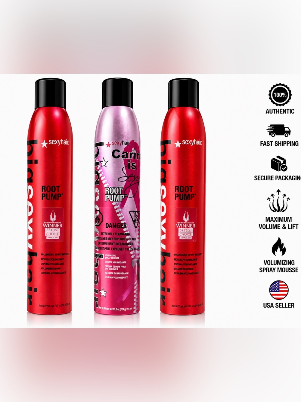 Sexy Hair Big Sexy Hair Root Pump Volumizing Spray Mousse 10oz Lot of 3